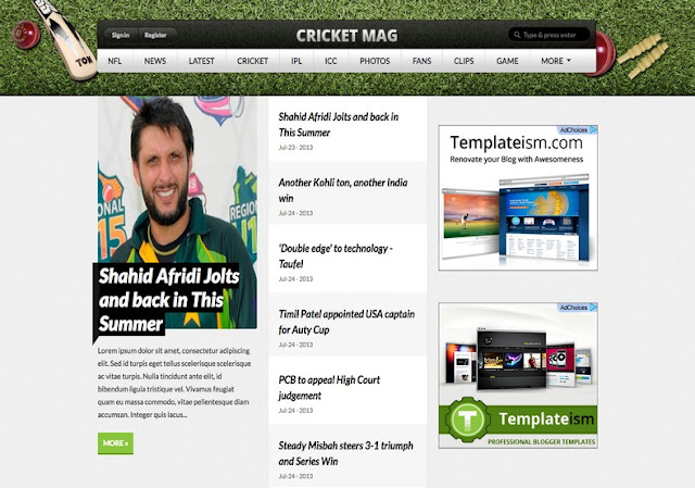 Cricket Mag Free Blogger Template