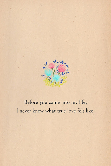 Before you came into my life, I never knew what true love felt like.