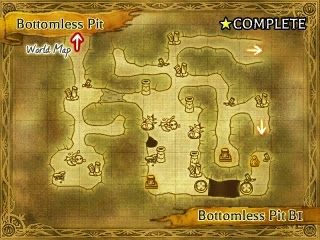 A map to Bottomless - B1, an area in The Legend of Legacy.