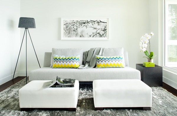 model sofa minimalis modern 1 baris warna merah putih