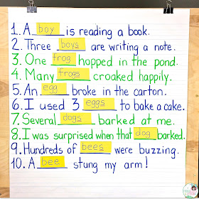 Singular and Plural Nouns Activity Anchor Chart