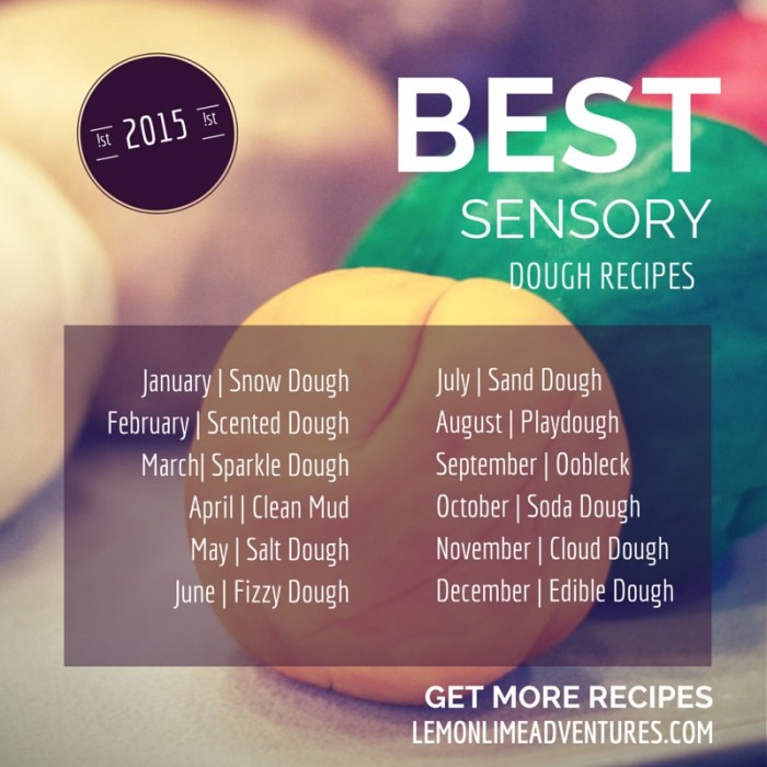 http://lemonlimeadventures.com/12-months-sensory-dough-recipes/