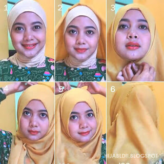 Contoh tutorial Model Hijab Segi Empat untuk pesta