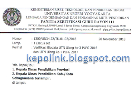 VERIFIKASI DATA UTN PLPG ULANG 1 DAN 3 TAHUN 2018