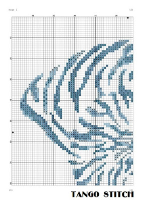 Blue shell sea creature watercolor cross stitch pattern