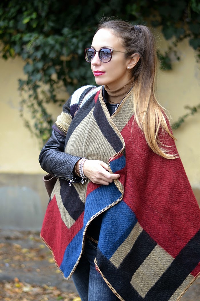 poncho stile burberry