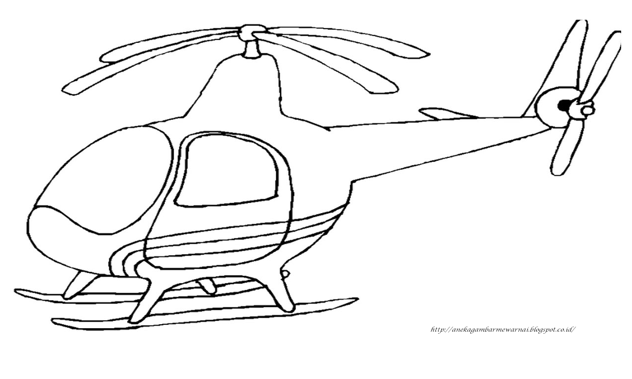 Gambar Mewarnai Helikopter Untuk Anak PAUD dan TK