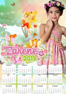 Fairy calendar layout design for birthday