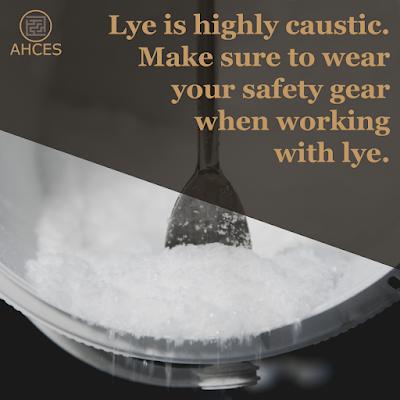 lye is highly caustic make sure to wear your safety gear when working with lye