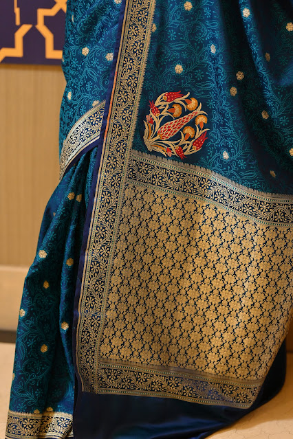 Blue Mushroo Silk Saree: Timeless Elegance in Ethereal Blue