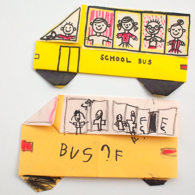 How to Fold an Origami School Bus with kids