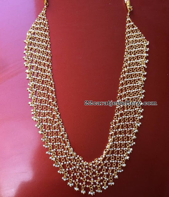  silvery metallic small-scale pearls intricate netted agency necklace inwards medium size amongst  Pearls Set as well as Bangles inwards 92.5 Silver