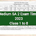 Odia Medium SA 2 Exam 2023 Class 1 to 8 Time Table