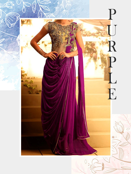 Purple Saree cum Gown