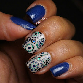 NailaDay: Sinful Colors Neptune with stamping, dots and glitter...oh my!