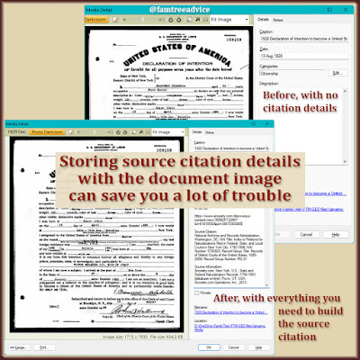 Storing details in the document image notes is a terrific genealogy practice.