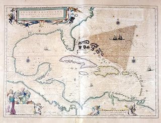 A map of the Caribbean Sea from Wilhelm Blaeu's 1650 atlas shows the imaginary triangle bounded by Miami, Bermuda and Puerto Rico.