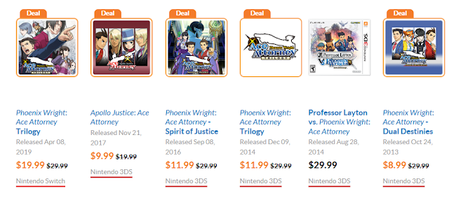 Phoenix Wright Ace Attorney Nintendo eShop Switch 3DS Black Friday Cyber Monday 2019 sale discounts