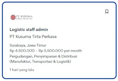 Peluang Karir: Bergabung sebagai Staf Administrasi Logistik di PT Kusuma Tirta Perkasa