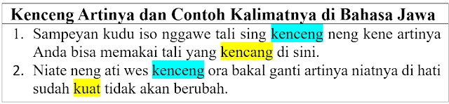 Kenceng Artinya dan Contoh Kalimatnya di Bahasa Jawa