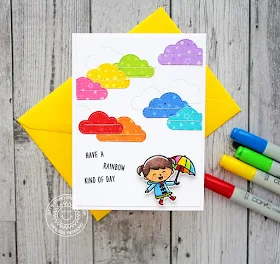 Sunny Studio Stamps: Party Pups Fluffy Clouds Fall Kiddos Build-A-Tag Rainbow Colored Cards by Anja Bytyqi and Vanessa Menhorn