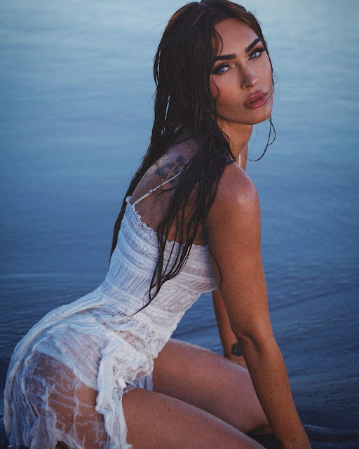 Megan Fox – Wet White Dress & Sexy Curves Beach Photoshoot