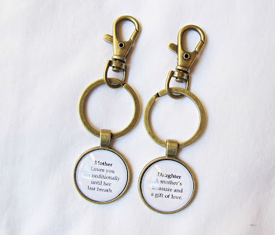 mother daughter keyring set keychain quote family domum vindemia