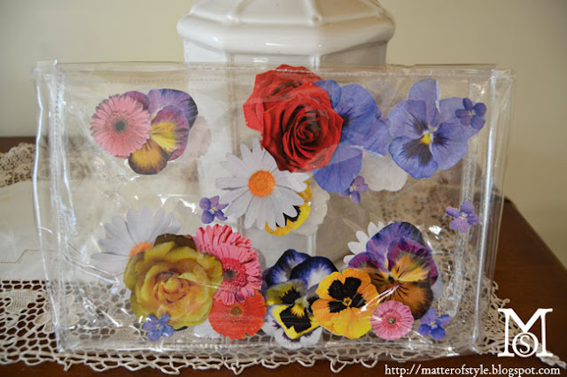 fashion diy,diy,bag diy,flower bag,spring 2013 bag,free bag pattern,clear clutch bag diy