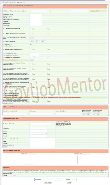 SSC CGL 2017 Apply Online @Govtjobmentor