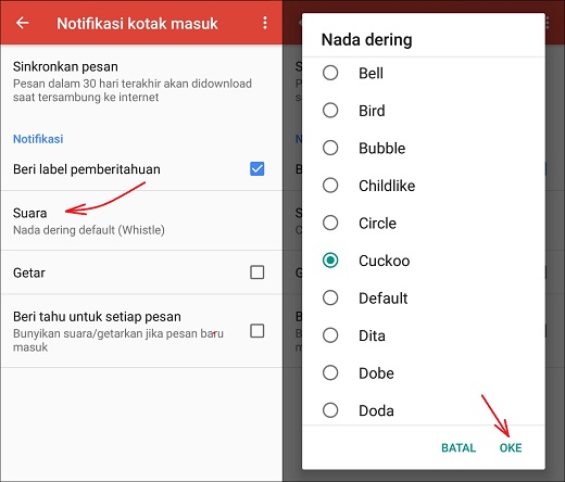 Cara Mengganti Nada Notifikasi Pesan Masuk Gmail di Android