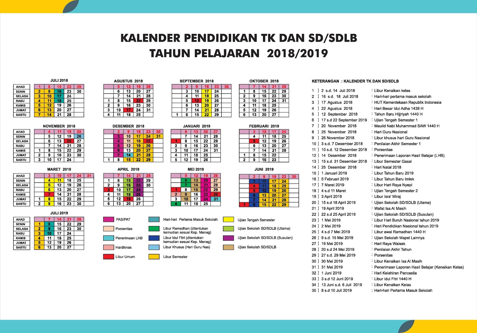 INFORMASI PENDIDIKAN TOP Kalender Pendidikan 2018 2019 DI Yogyakarta