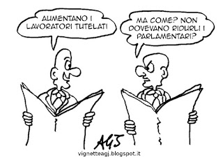 jobsact, lavoro, taglio di parlamentari, satira, vignetta