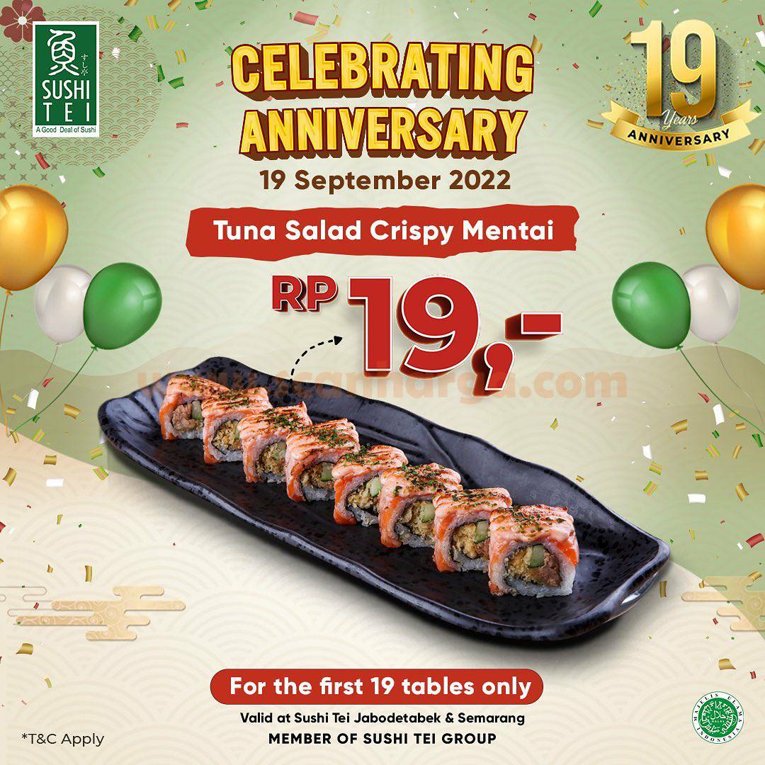 Promo SUSHI TEI 19th Anniversary - Dapatkan! Tuna Salad Crispy Mentai cuma Rp 19,-