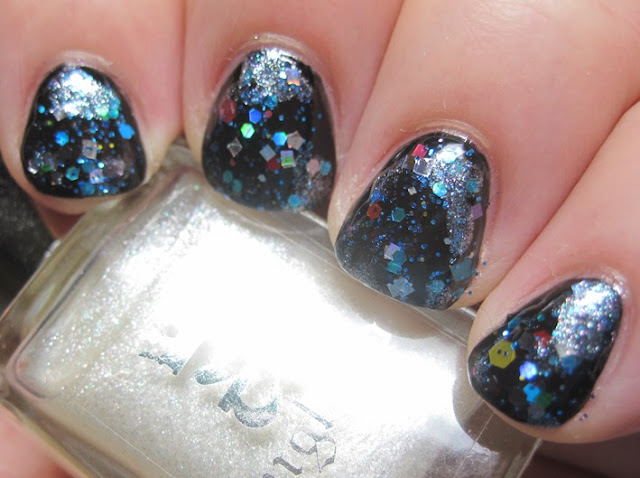 LynBDesigns Ugly Sweater Party and A-England Morgan Le Fay over OPI Black Onyx