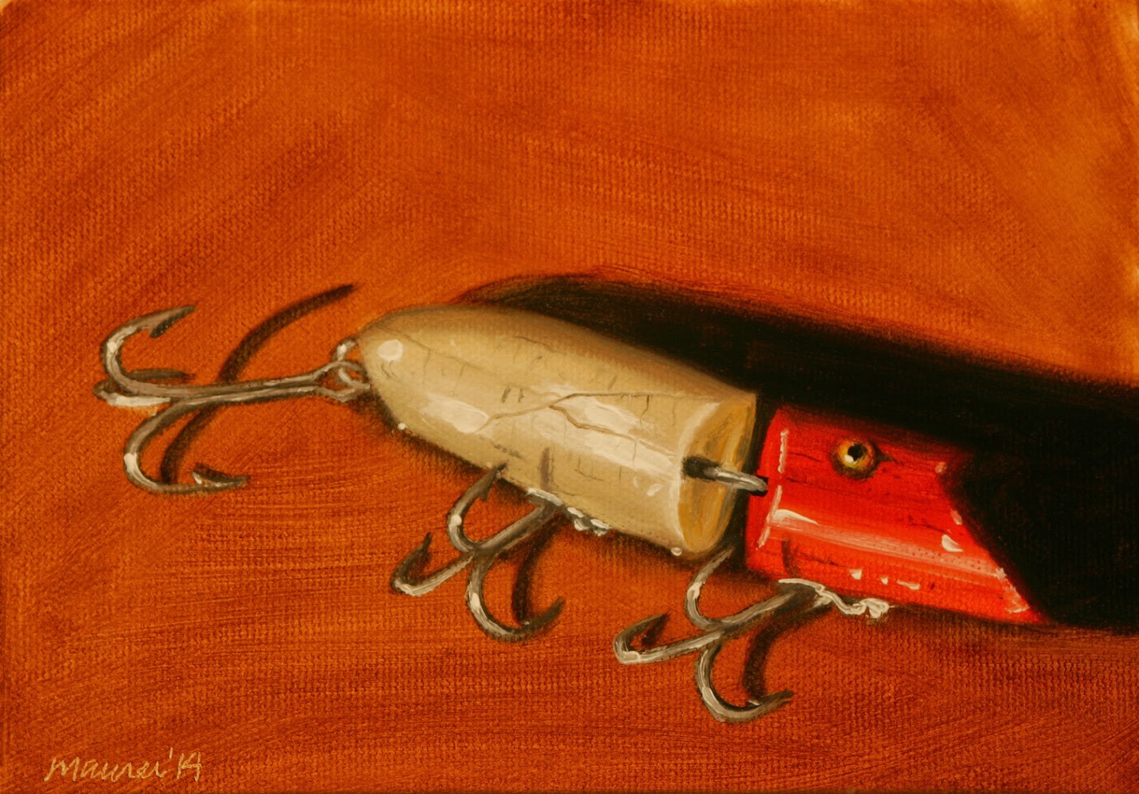 A Painting A Day: Miniature Masterpieces - Small original oil paintings by  Darren Maurer: Fishing Lure - by Darren Maurer