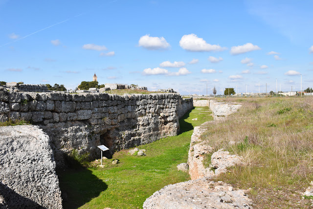 The Messapian walls and the moat in the archeological park of Manduria