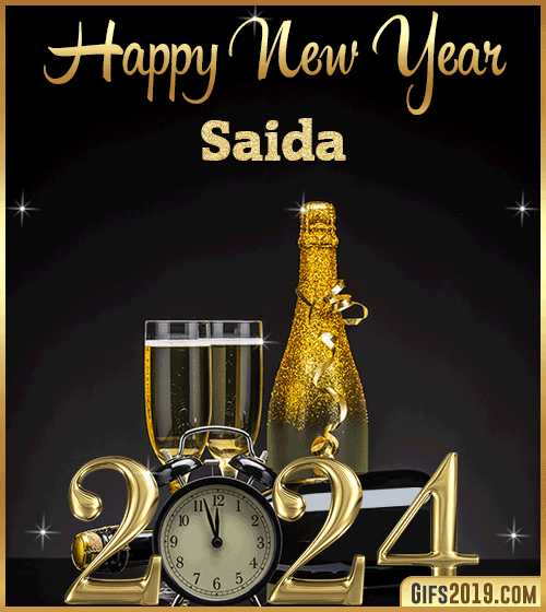 Champagne Bottles Glasses New Year 2024 gif for Saida
