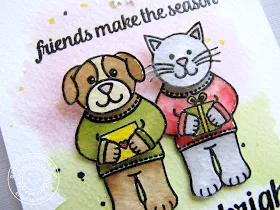 Sunny Studio Stamps: Merry Sentiments & Sending My Love Cat & Dog Christmas Card by Emily Leiphart.