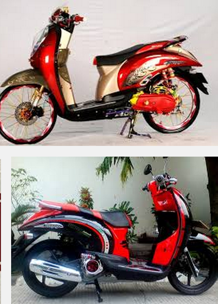 Modif motor matic yamaha scoopy classic merah 