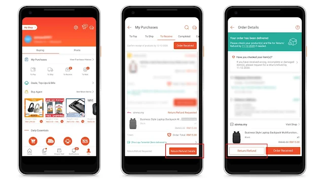 Cara Return Barang Secara Percuma Dan Refund Daripada Seller Di Shopee