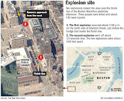 The Patriots' Day explosions at the end of the Boston Marathon were placed . (boston explosion graphic)