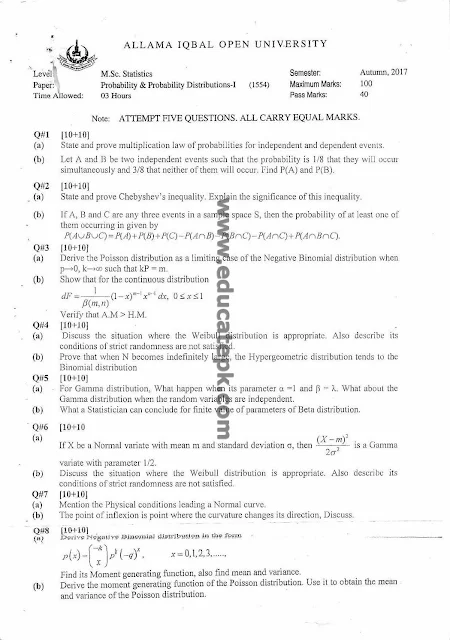 aiou-old-papers-msc-statistics-1554