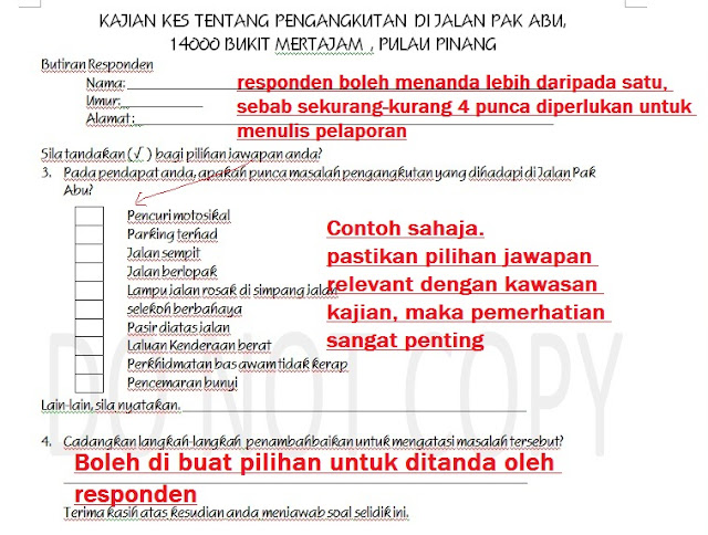 Contoh Soalan Soal Selidik Masyarakat - Soalan bn