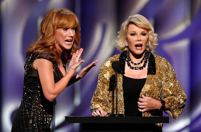 Kathy Griffin, left, joins Joan Rivers onstage