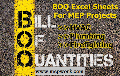 Bills Of Quantities (BOQ) Excel Sheets for MEP Projects Including HVAC, Firefighting, Plumbing