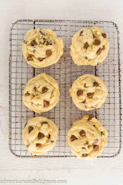 baked chocolate chip cookies on a wire rack