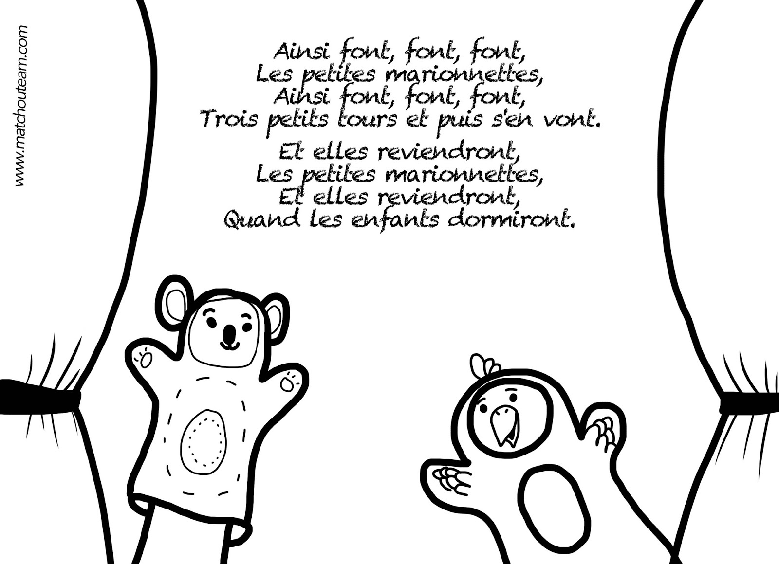 Coloriage ptine les petites marionnettes