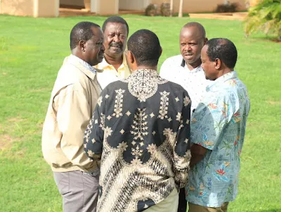 Raila Odinga and other NASA leaders in a retreat. PHOTO | FILE