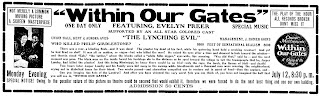 Anuncio de Within Our Gates en el periódico para el 12 de julio de 1920