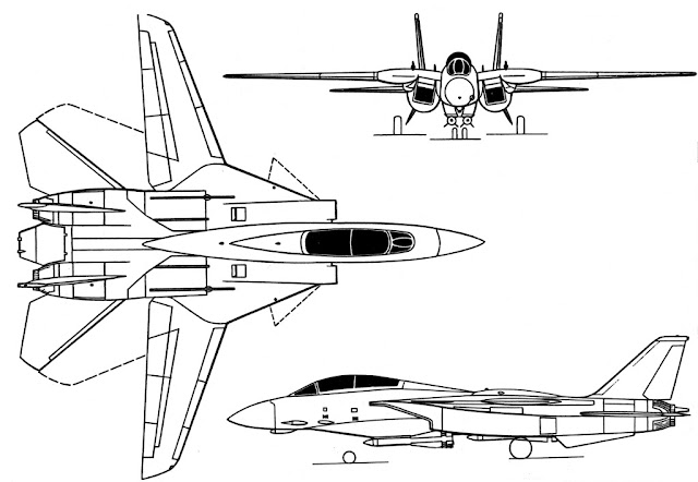 Grumman F-14(ADC) three view drawing